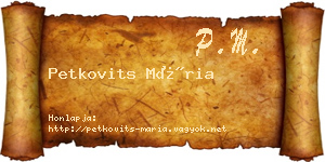 Petkovits Mária névjegykártya