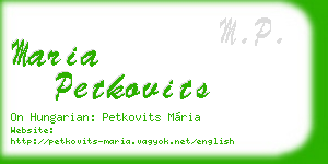 maria petkovits business card